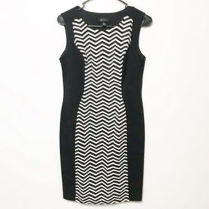Black & White Chevron Pattern Bodycon Dress